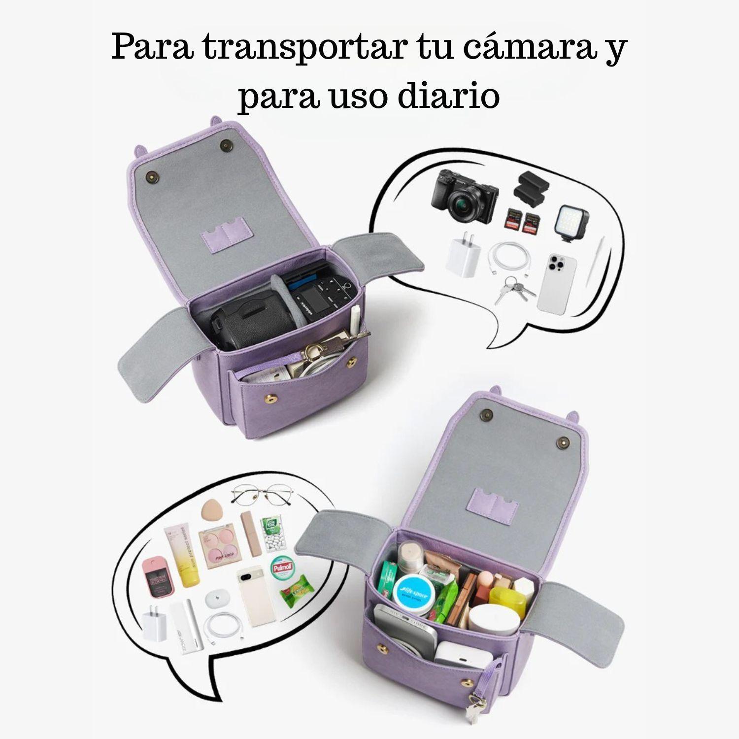 Ecosusi Bolso Vintage Clara Bandolera para Cámara Compacta Lila-6