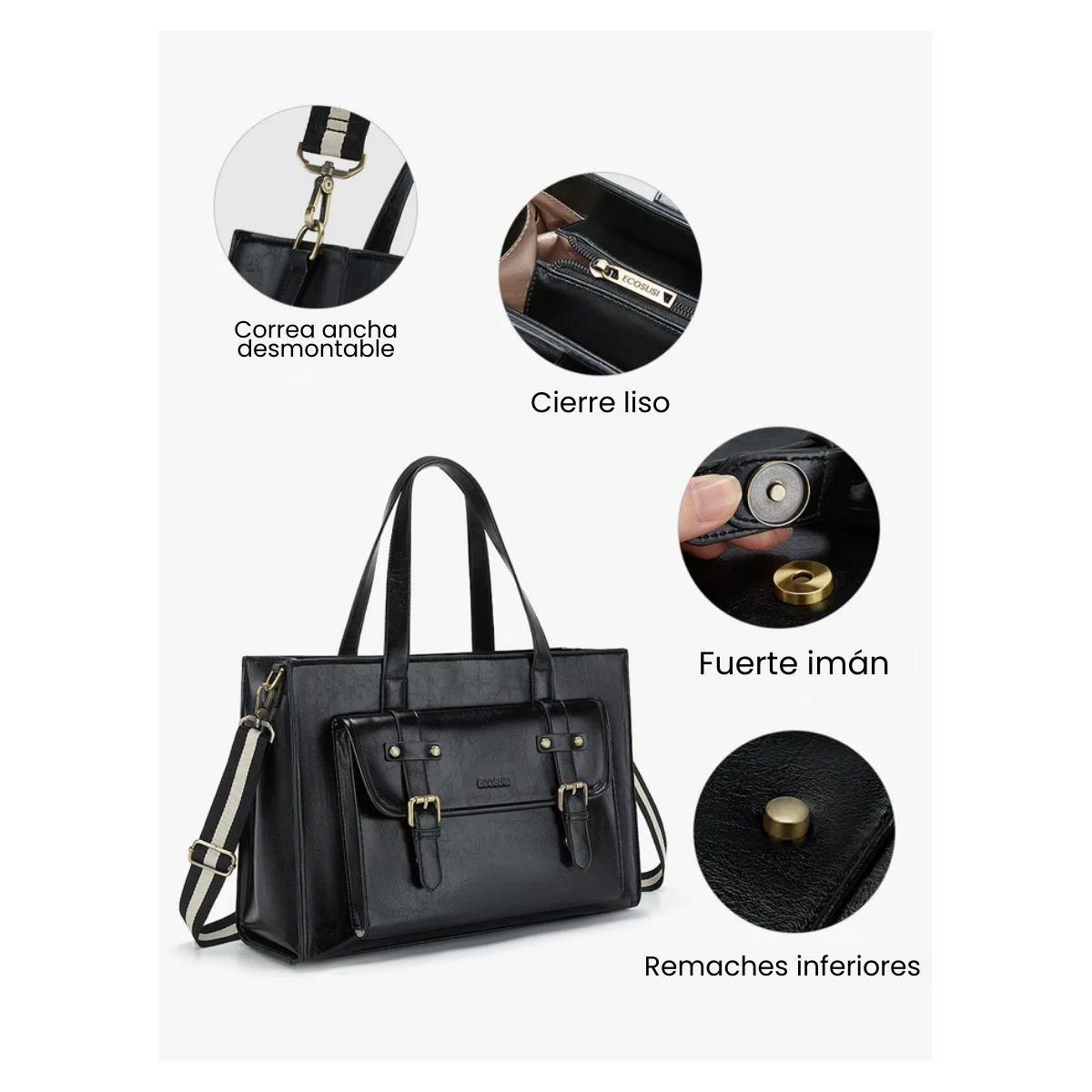 Ecosusi Bolso Tote Olivia para notebook 15.6" - Negro-4