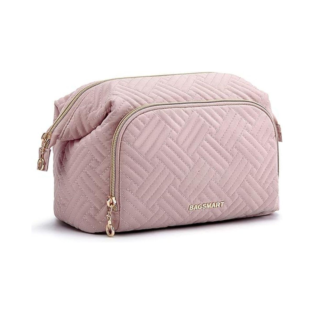 Bagsmart Cosmetiquero Tejido de Viaje Rosado-0