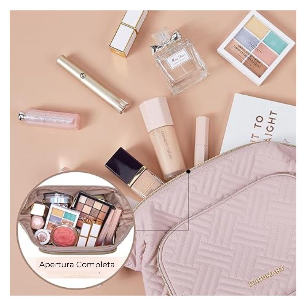 Bagsmart Cosmetiquero Tejido de Viaje Rosado-3