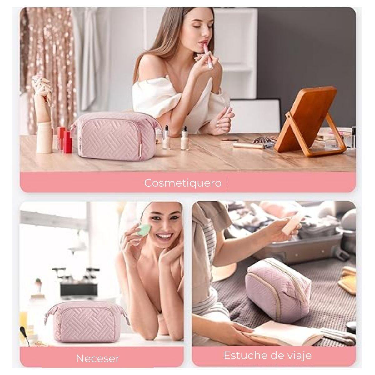 Bagsmart Cosmetiquero Tejido de Viaje Rosado-5