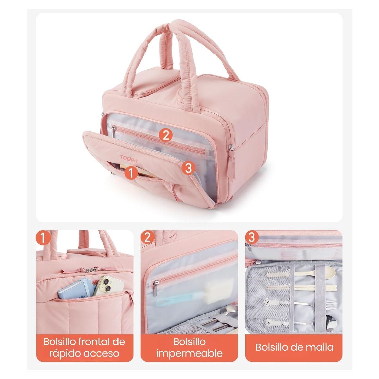 Tourit Lonchera Térmica Puffy 8.5L Hielo Reusable Rosa Oscuro-5