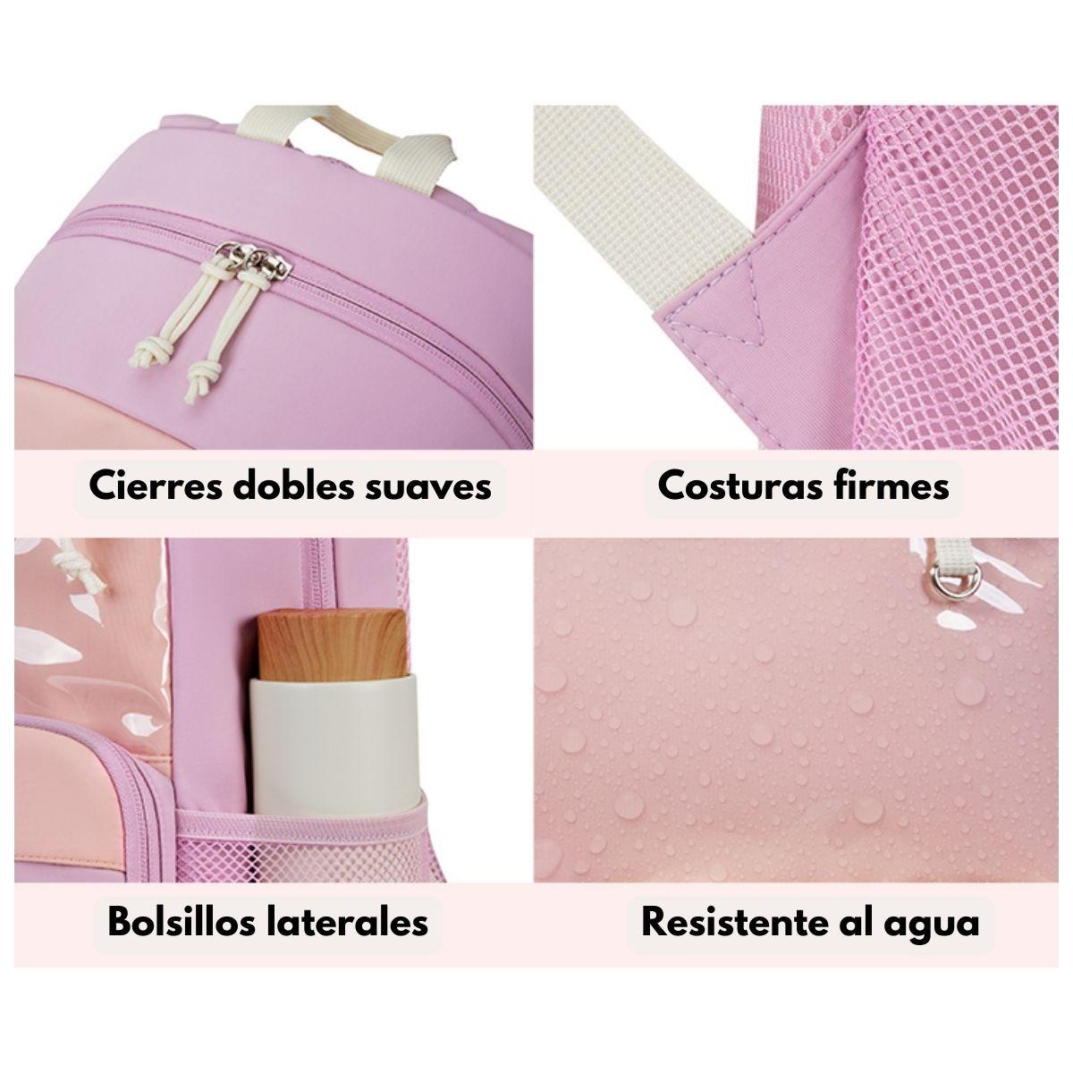 Mommore Mochila Escolar Ligera Kawaii Kids 19L - Morado-7