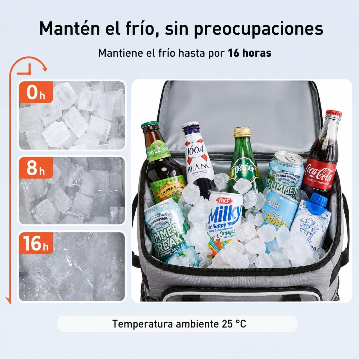 Tourit Mochila Térmica con Ruedas de 30 Litros 50 Latas Negro-2