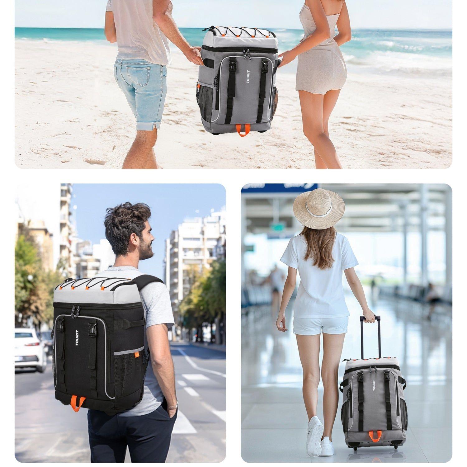 Tourit Mochila Térmica con Ruedas de 30 Litros 50 Latas Negro-4
