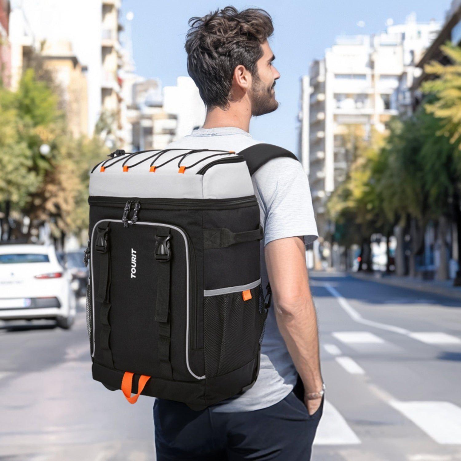Tourit Mochila Térmica con Ruedas de 30 Litros 50 Latas Negro-9