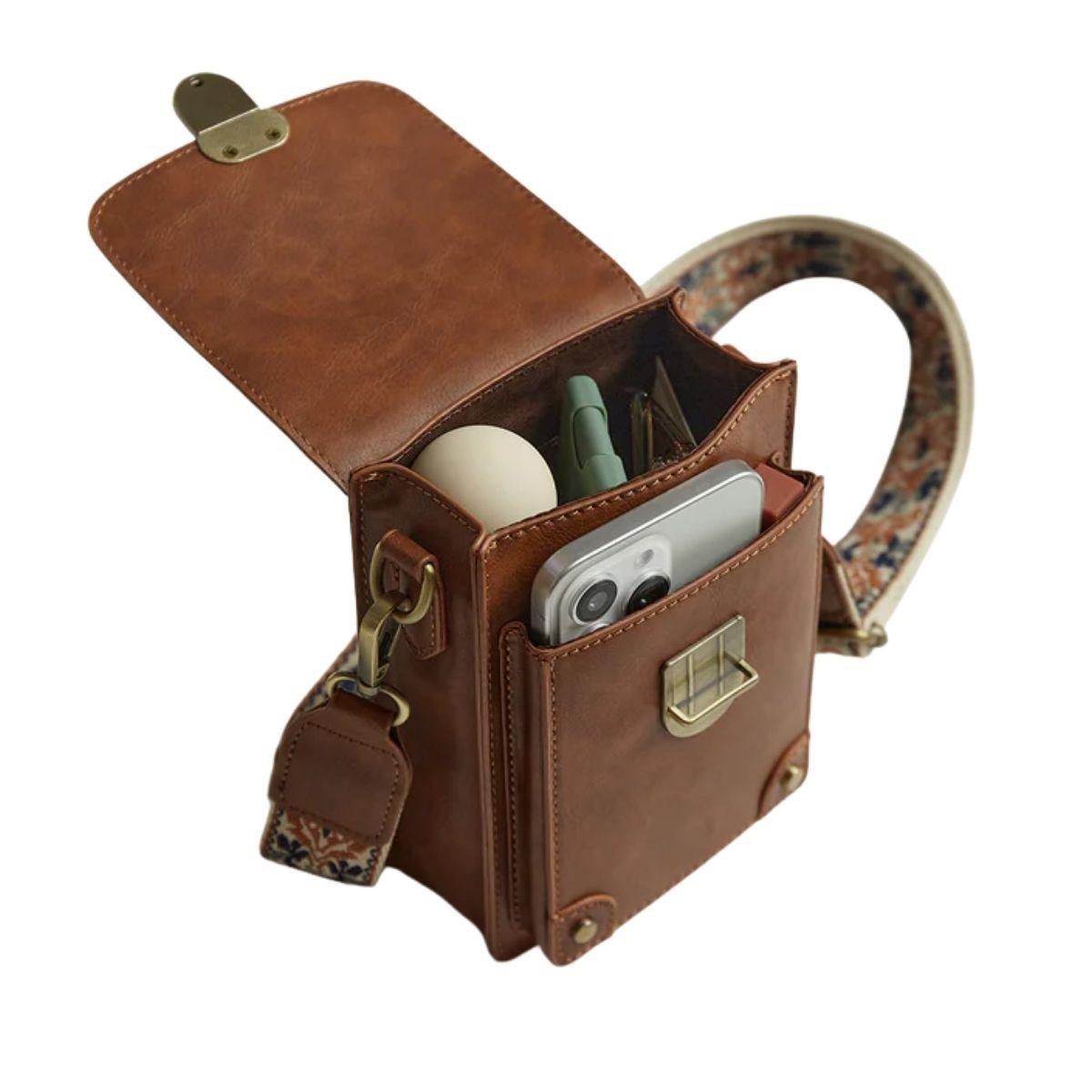 Ecosusi Bolso Cruzado Vintage para Teléfono - Marrón-6