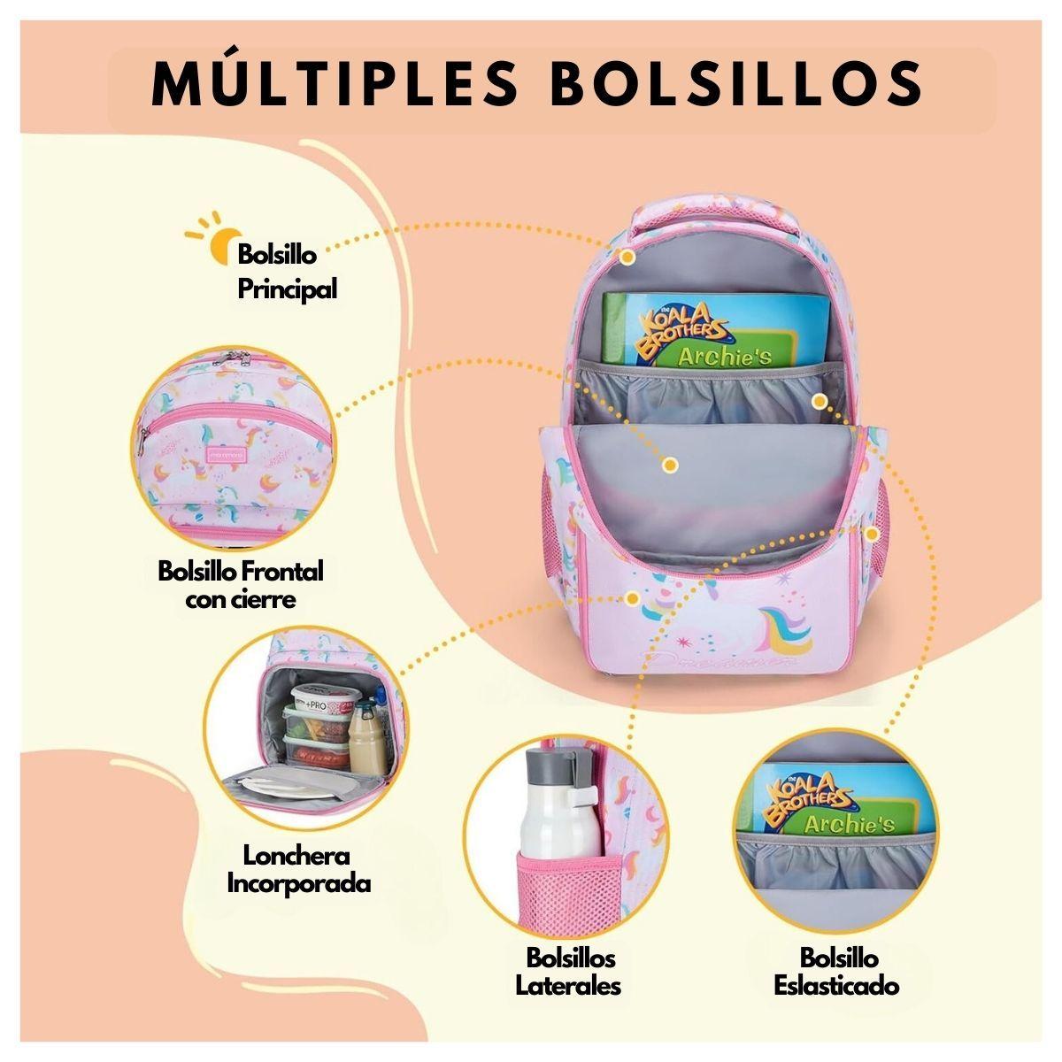 Mommore Mochila 2 en 1 para Niños Pequeños 12L - Rosado Unicornio-2
