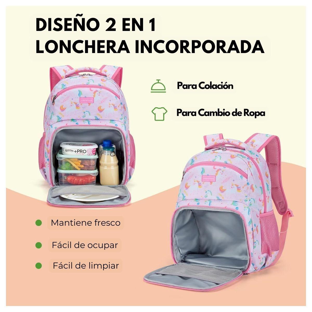 Mommore Mochila 2 en 1 para Niños Pequeños 12L - Rosado Unicornio-3
