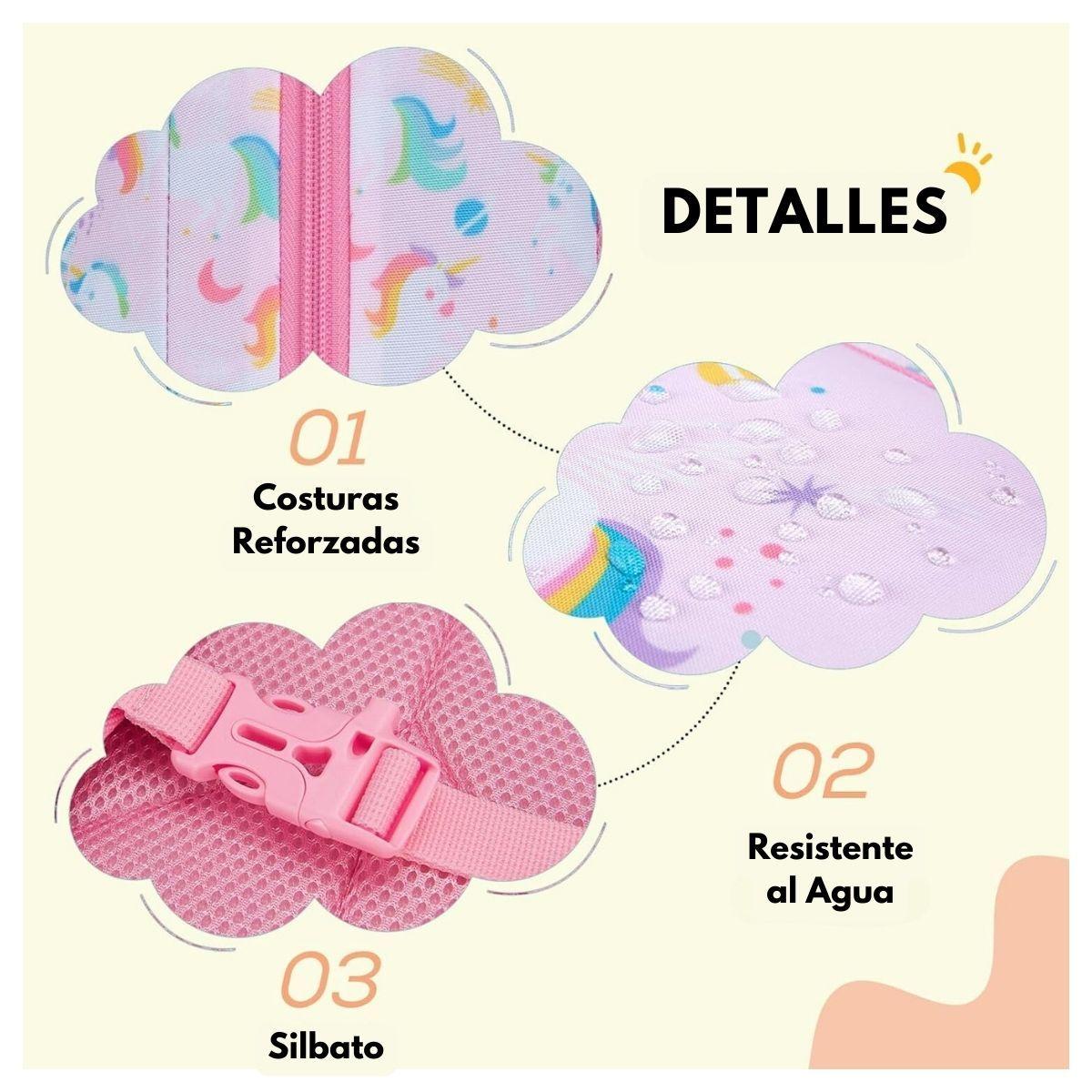 Mommore Mochila 2 en 1 para Niños Pequeños 12L - Rosado Unicornio-5