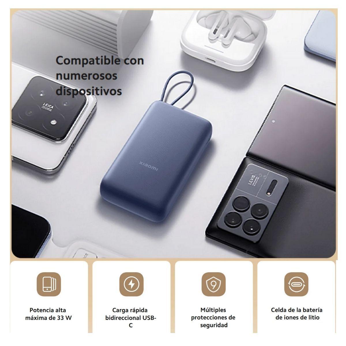 Xiaomi Power Bank 33W 20000 mAh Cable Integrado - Dorado-5
