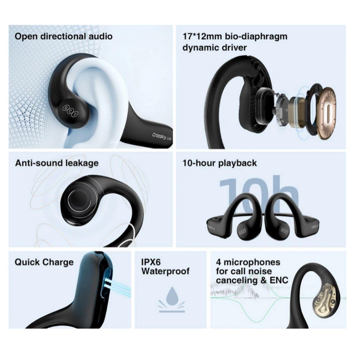 QCY TWS Crossky Link Audifonos Inalámbricos Deportivos Open-ear Blanco-4