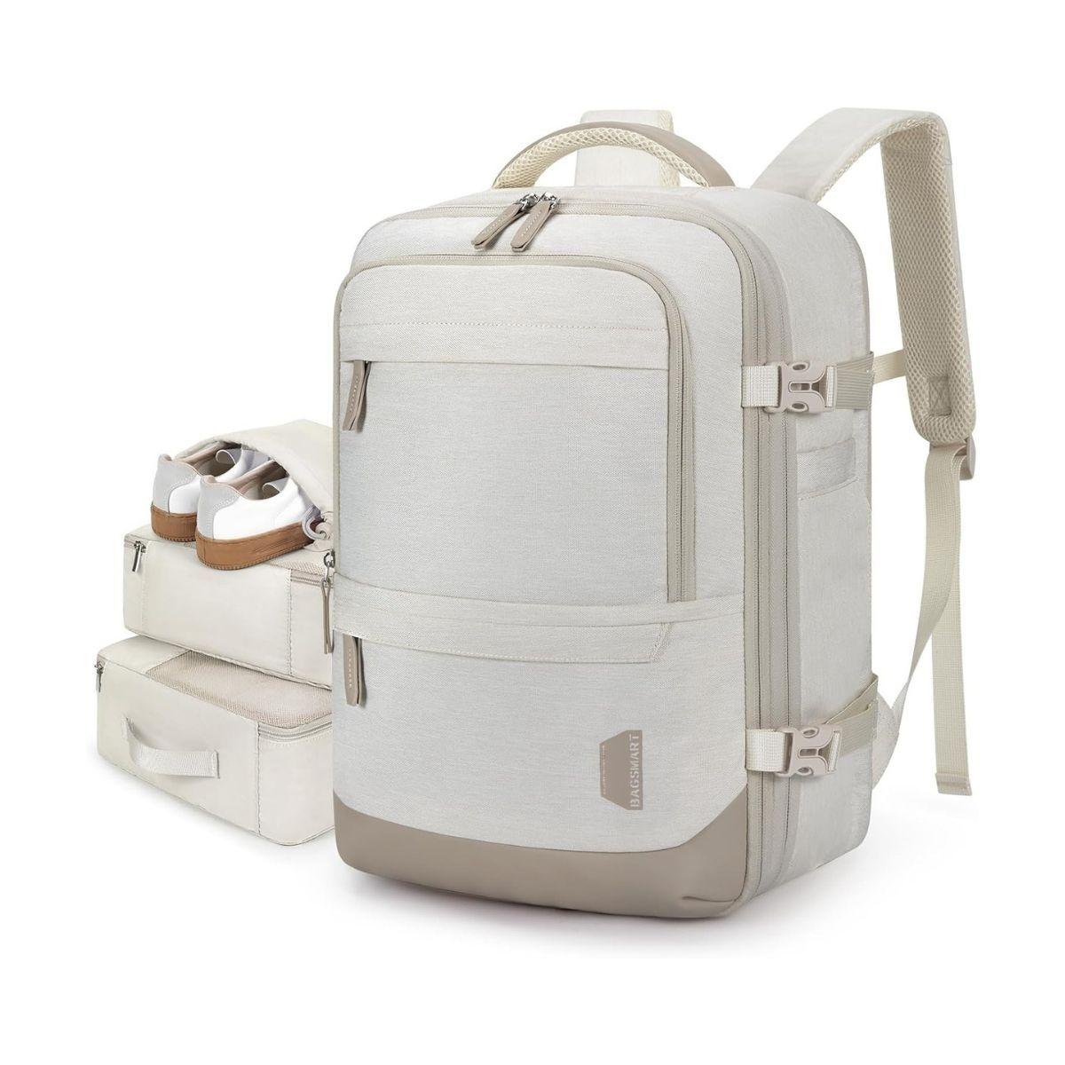 Bagsmart Mochila de Viaje Falco 30L- 40L + 3 Bolsas Organizadoras 17.3" - Beige-0