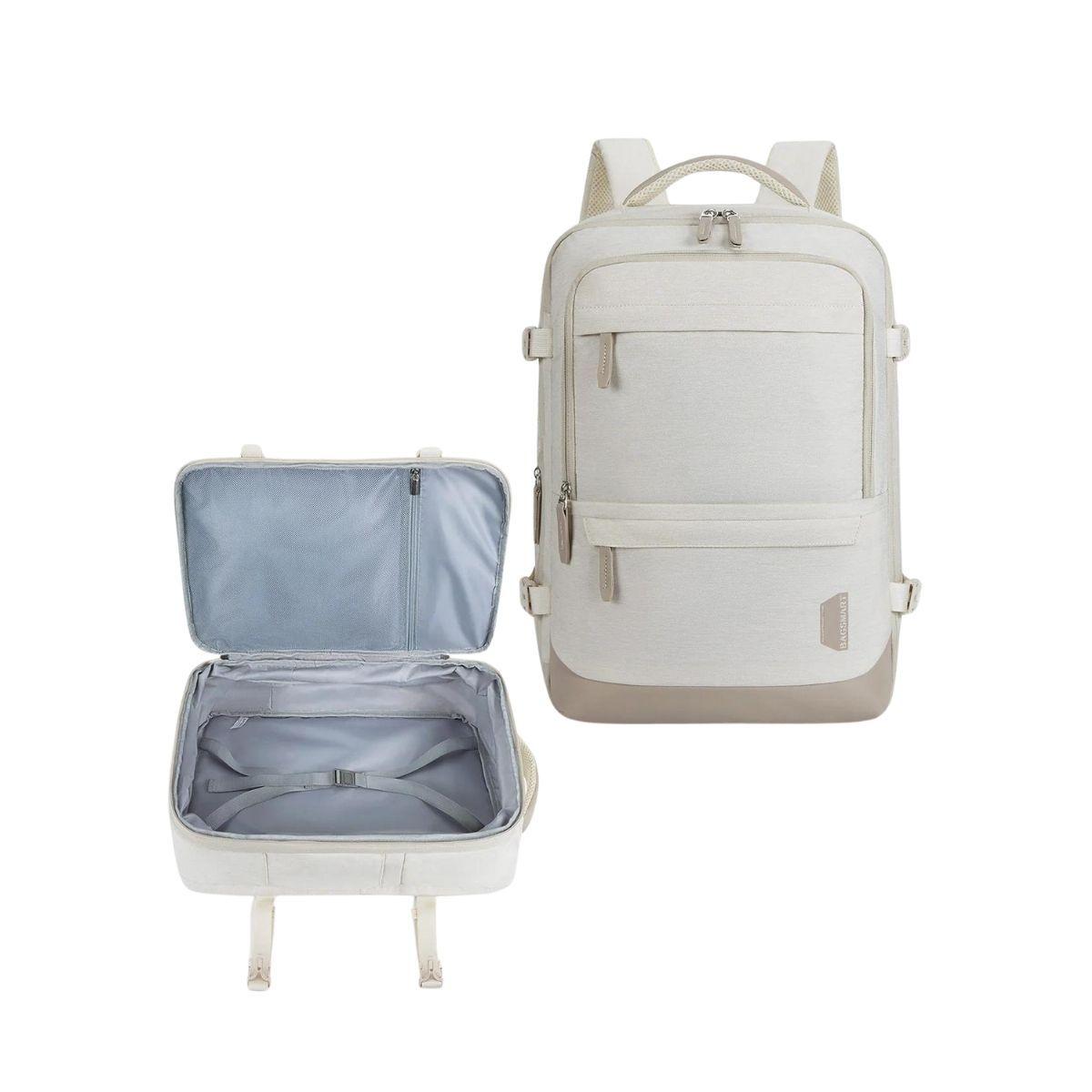 Bagsmart Mochila de Viaje Falco 30L- 40L + 3 Bolsas Organizadoras 17.3" - Beige-7