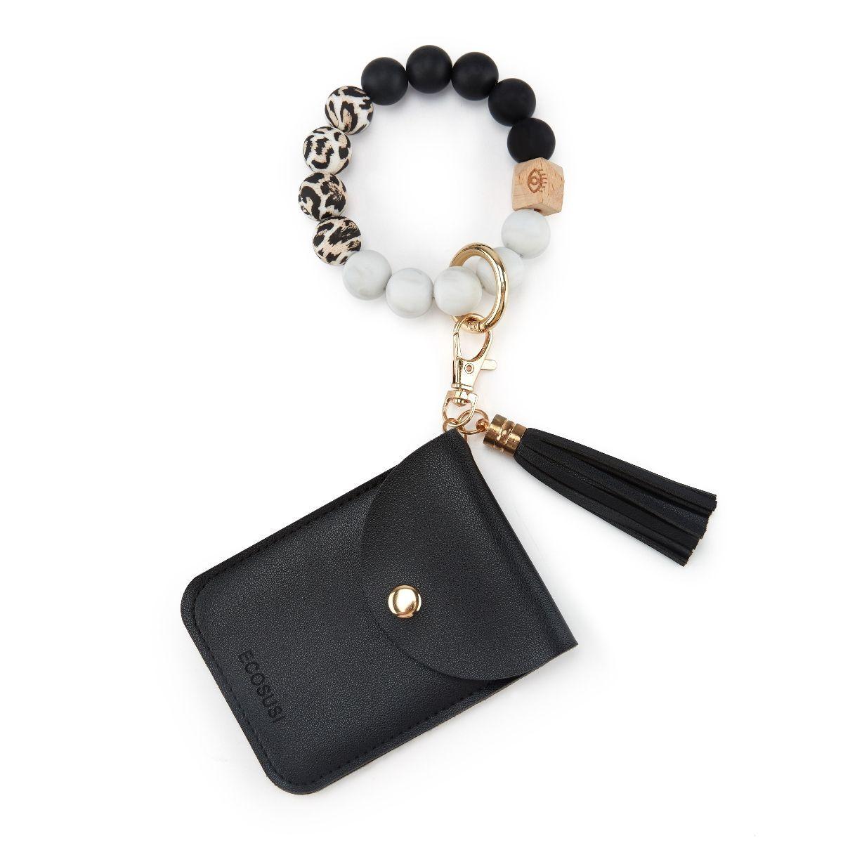 ECOSUSI Llavero de pulsera con billetera- Negro-0