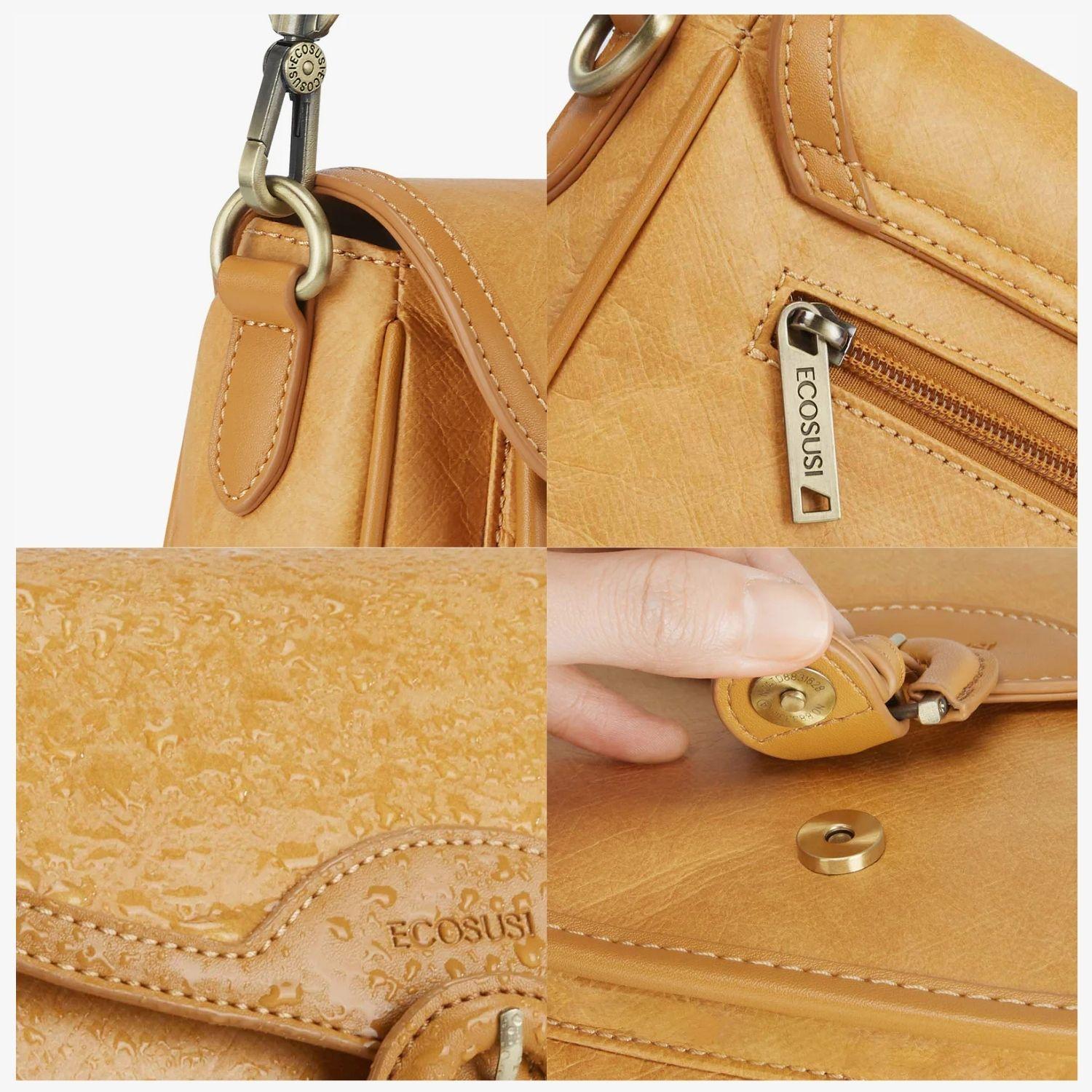 Ecosusi Cartera Bandolera Evelina de Papel Lavable Ecológico Ámbar-7