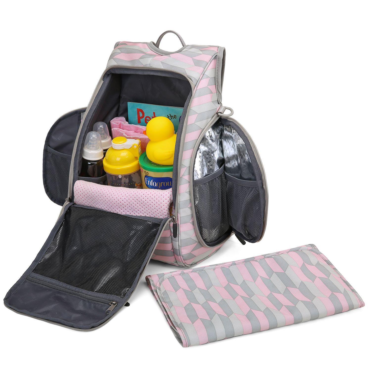 Mommore Mochila para pañales 360 apertura completa- rosado-1