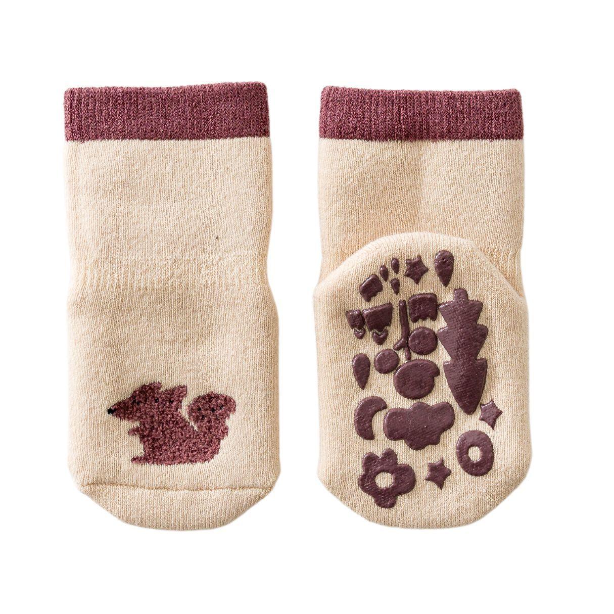 Calcetines de bebé con antideslizante, diseño Ardilla-0