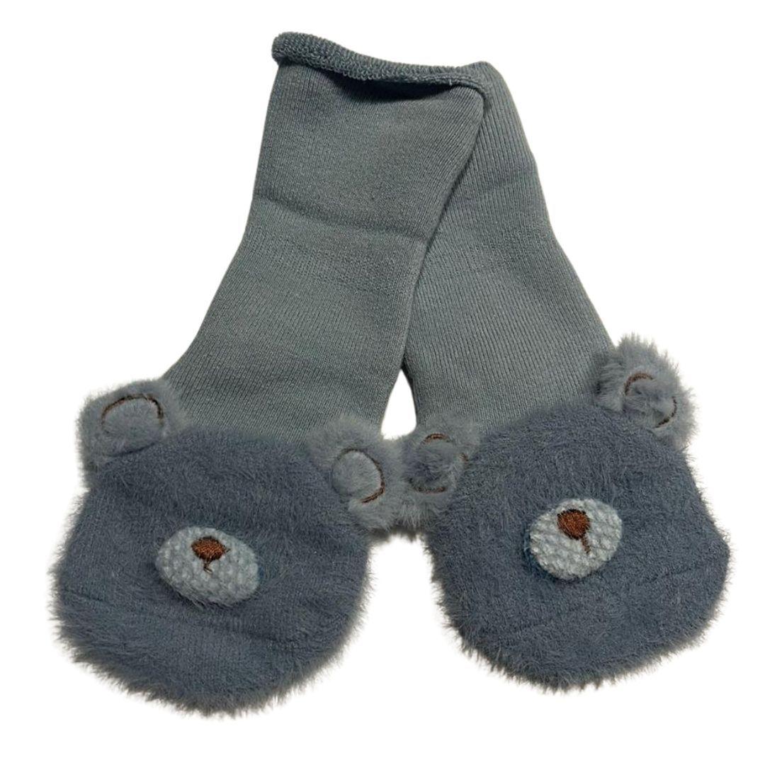 Calcetines azules de bebé con osito-0