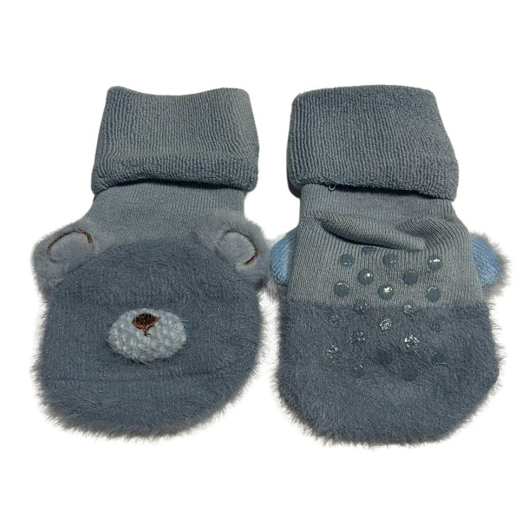 Calcetines azules de bebé con osito-1