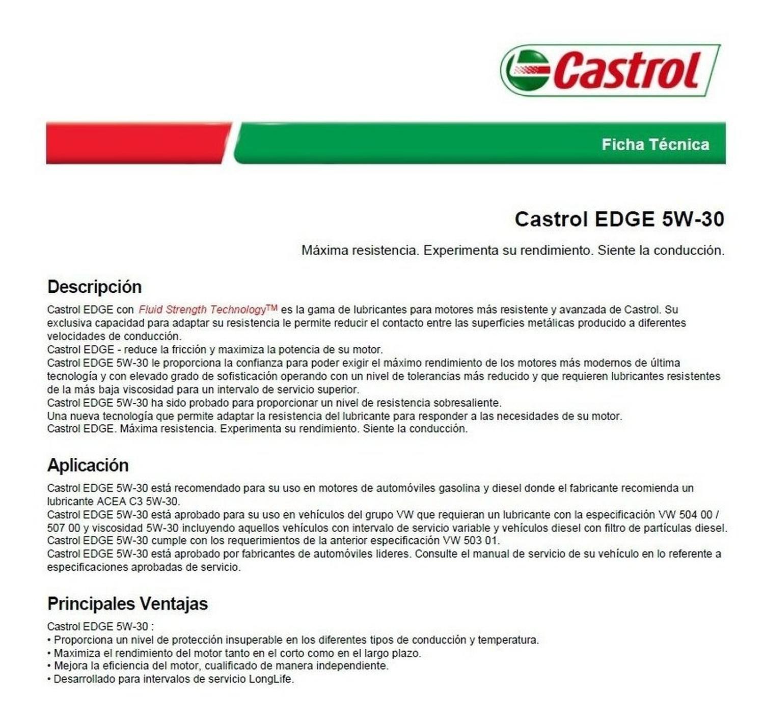 Castrol Edge 5w-30 Ll 4 Lt Dpf Sintetico Bencinero - Diesel-4