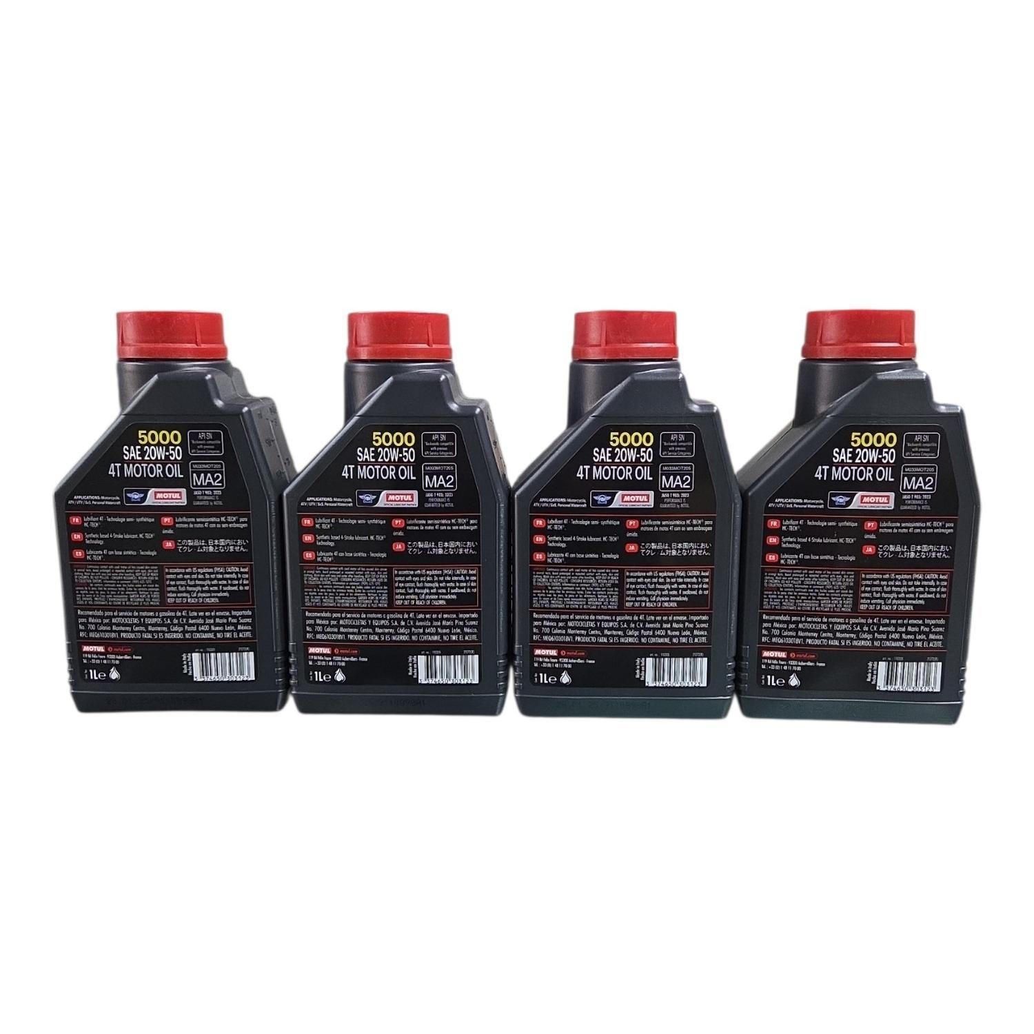 Pack 4L Aceite Moto Motul 20w 50 5000 Semi sintetico 4T-2