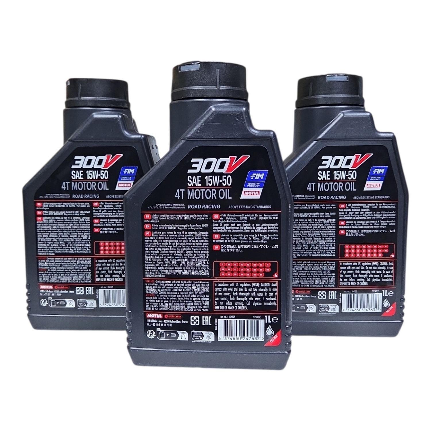 Pack 3L Aceite Moto Motul 15w 50 300V Full Sintetico 1L 4T-2