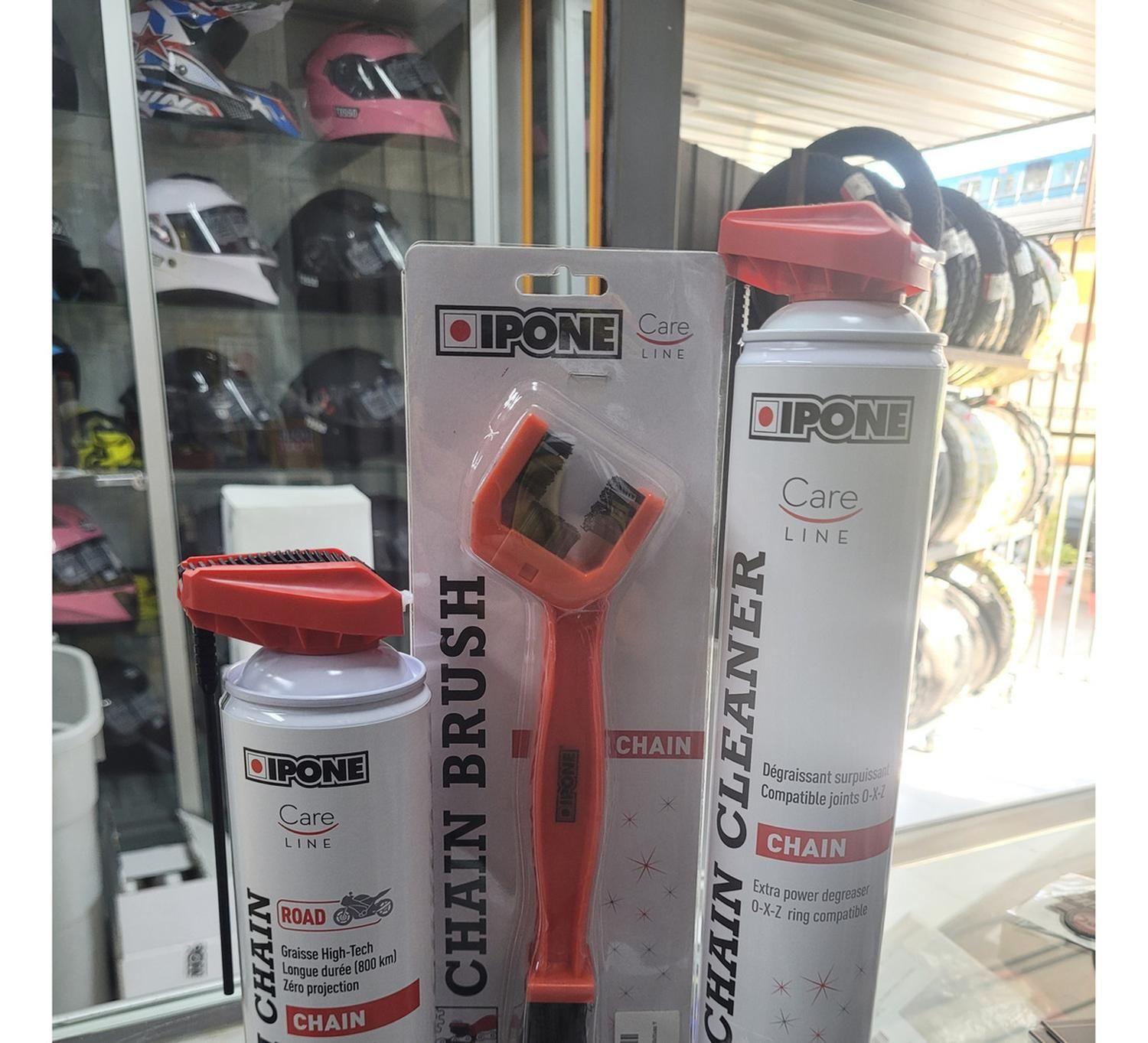 Kit Lubricante + Desengrasante + Cepillo Moto Ipone Original-2