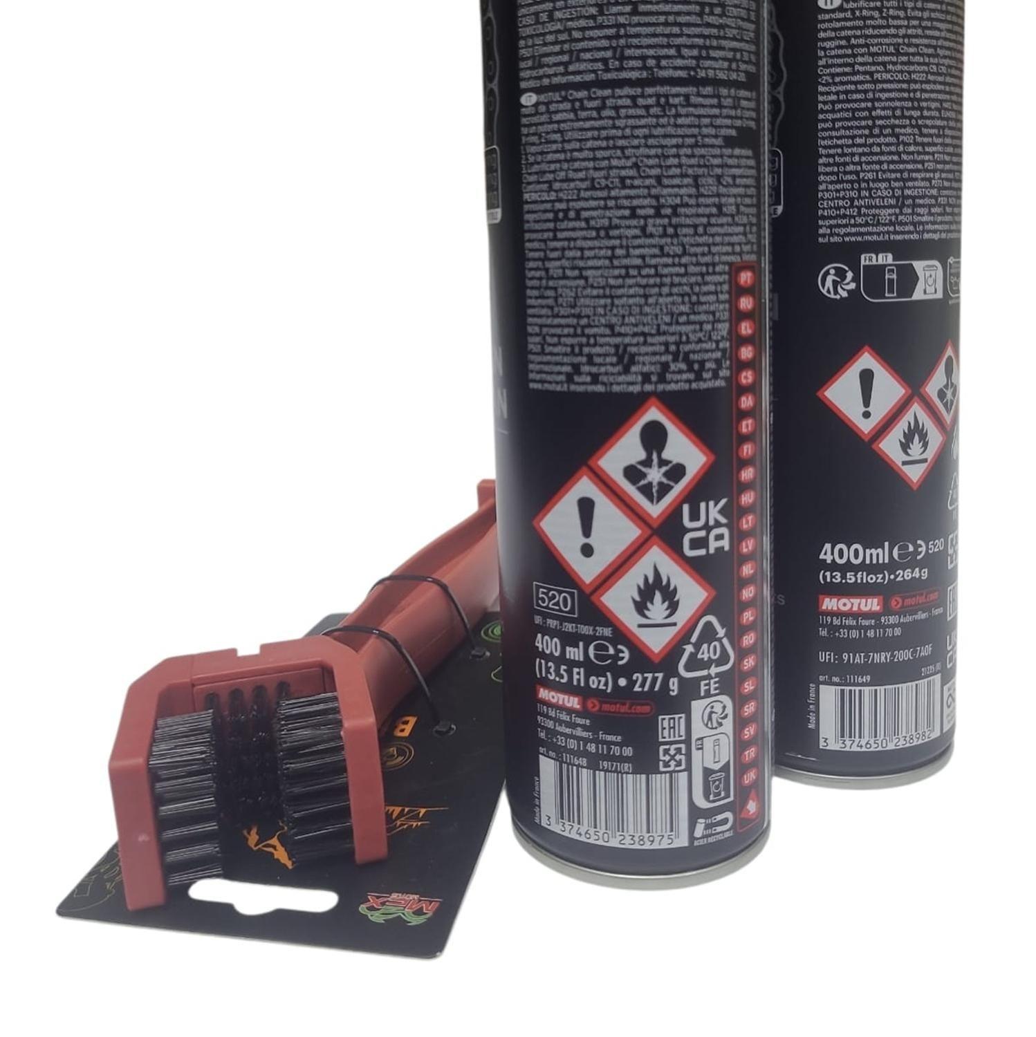 Kit De Limpieza Motul C1 + Lubricante C2 400 Ml + Cepillo-2