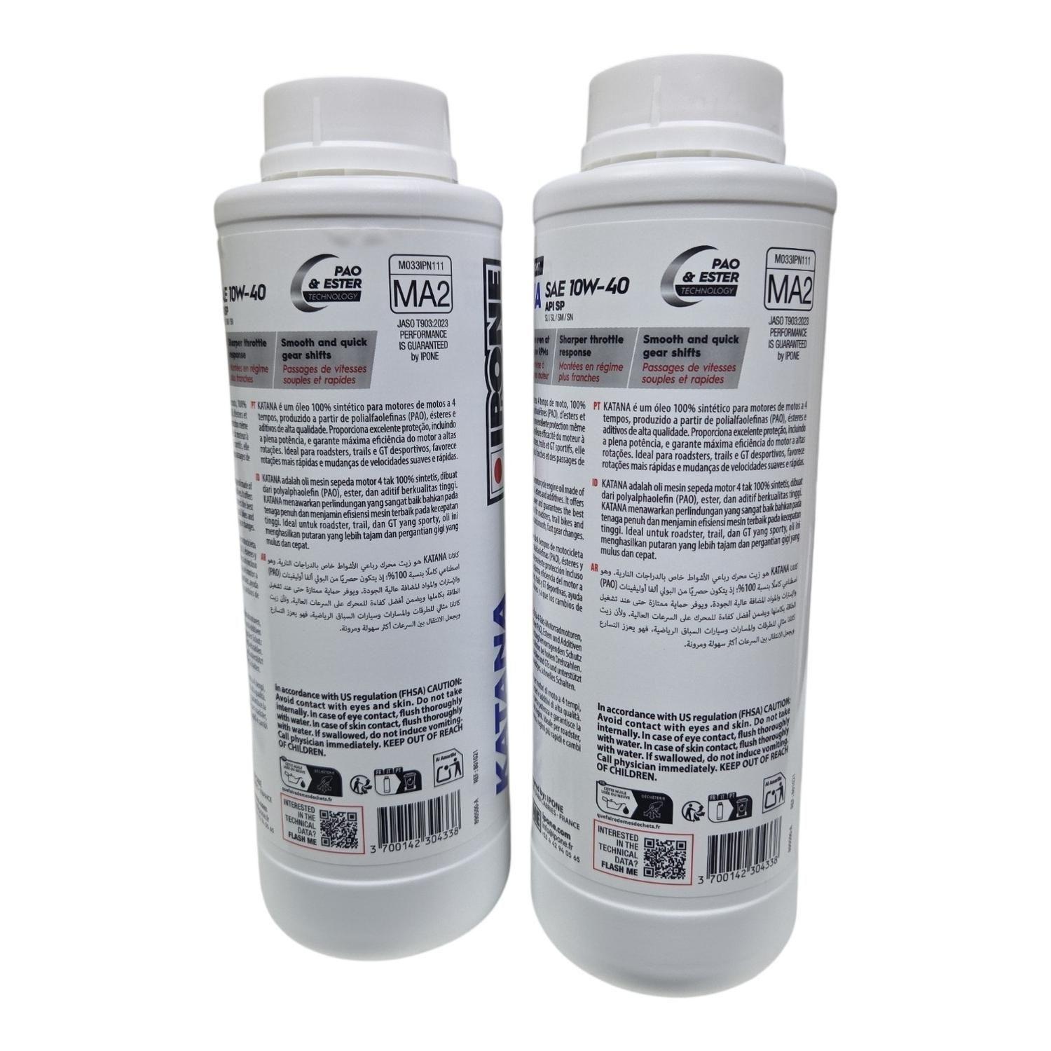 Pack 2l Aceite Moto Ipone 10w 40 Katana Full Sintetico 4T-3
