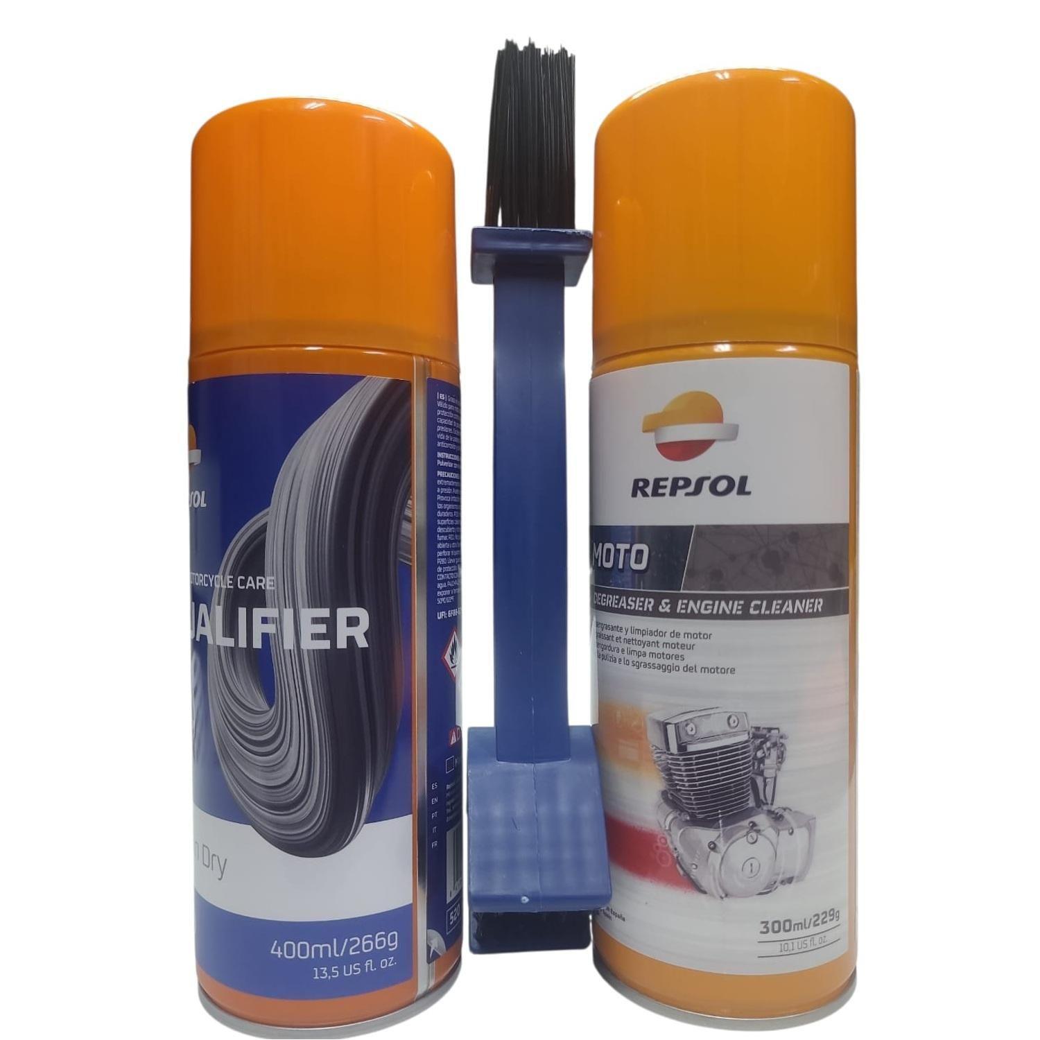 Pack Limpiador / Grasa Para Cadena De Moto Y Cepillo Repsol-2