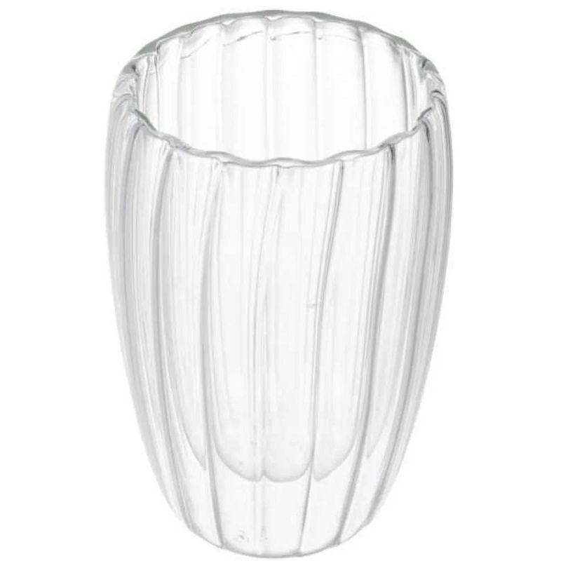 Vaso de vidrio transparente doble pared con relieve – 450 ml-0