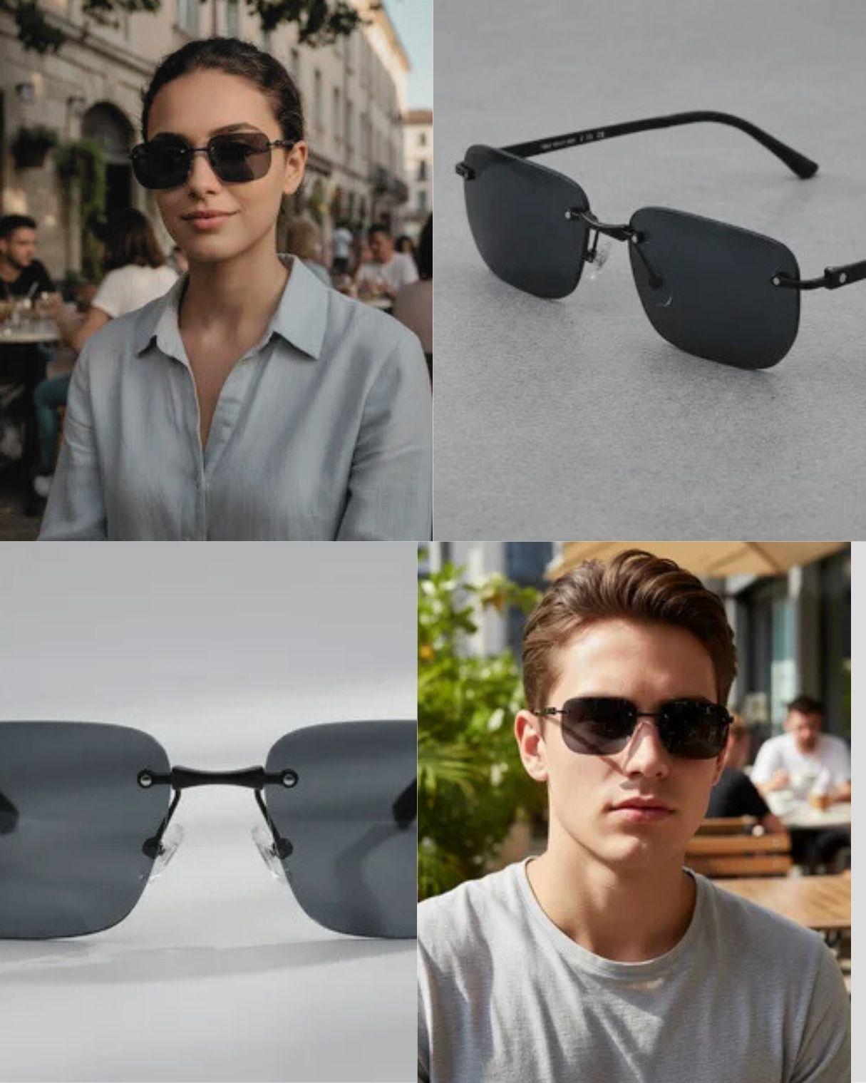 Lentes de Sol Rectangular sin marco Unisex Fan l UV400-1