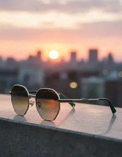 Lentes de Sol Hexagonales Unisex Fan l UV400 Marco Met lico Dorado y Lente Verde Degradado-2