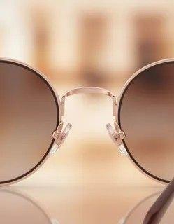 Lentes de Sol Redondos Unisex Fan l UV400 Marco  Dorado y Lente Cafe Degradado-3