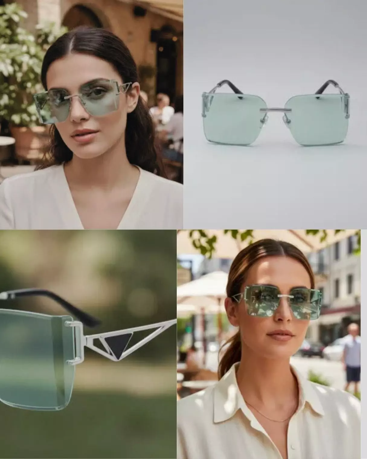 Lentes de Sol Mujer Fan l Verde Glaciar Rimless Metal UV400 Vision HD-1