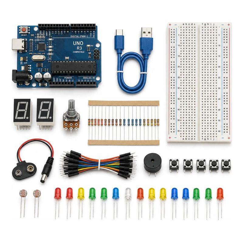 Kit Compatible Arduino Uno R3 Usb-c Placa + 80 Piezas-0