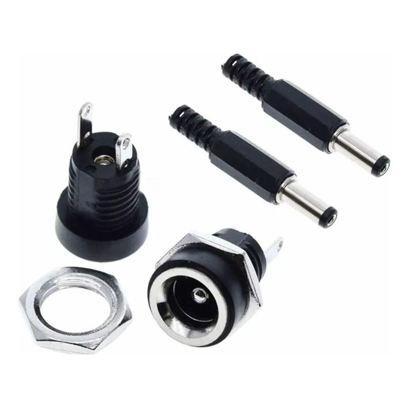 Conector Dc De Alimentacion Pack 3 Pares Macho + Hembra 022b 2.1 Mm-0