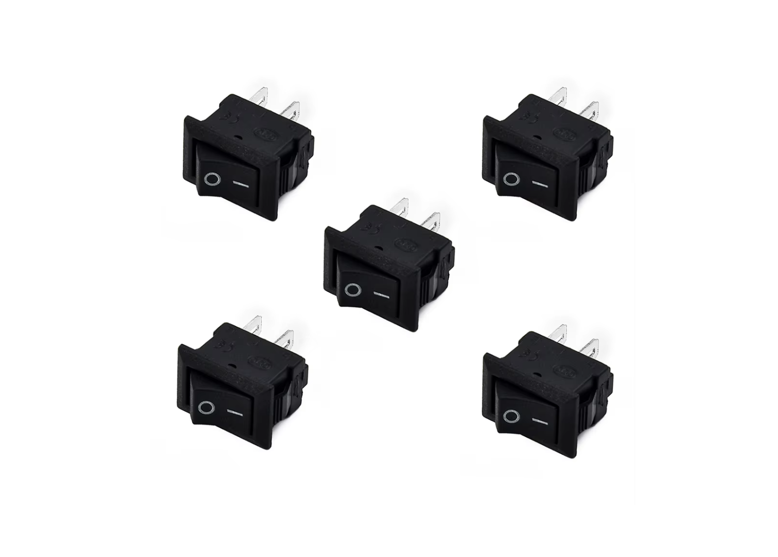 Pack 5 Interruptores Basculante Kcd11 2/3 Pocisiones 3a/250v Black 2 Posiciones-1