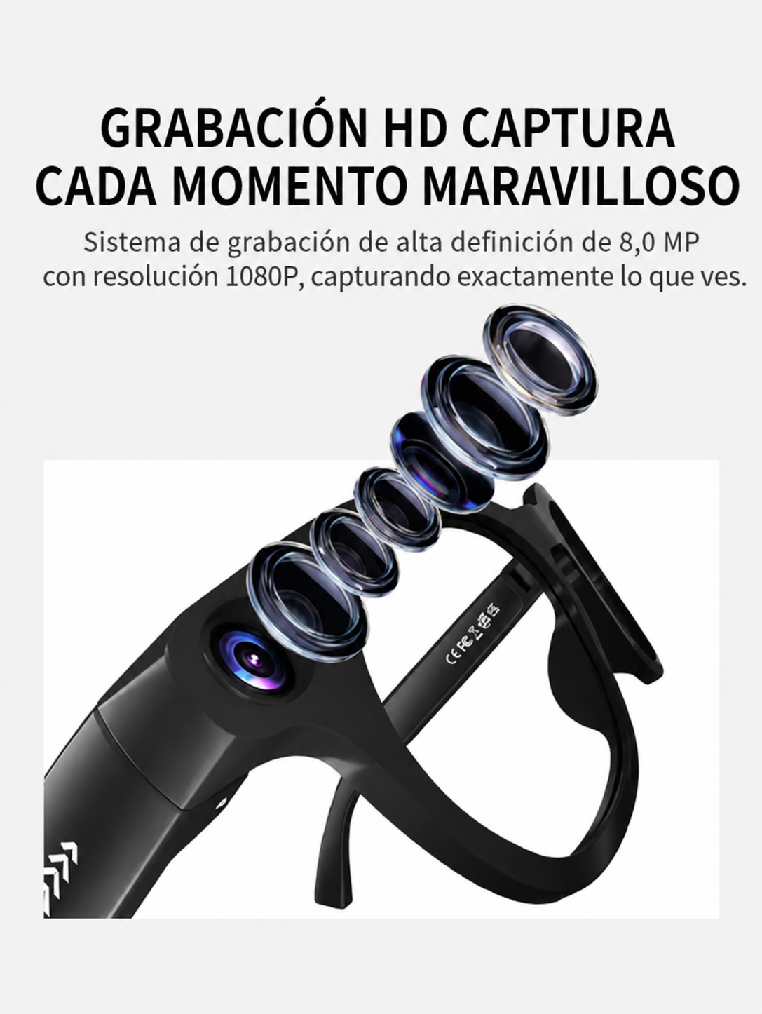 Lentes inteligentes con camara 8MP Audio Video Traduccion Wifi-3