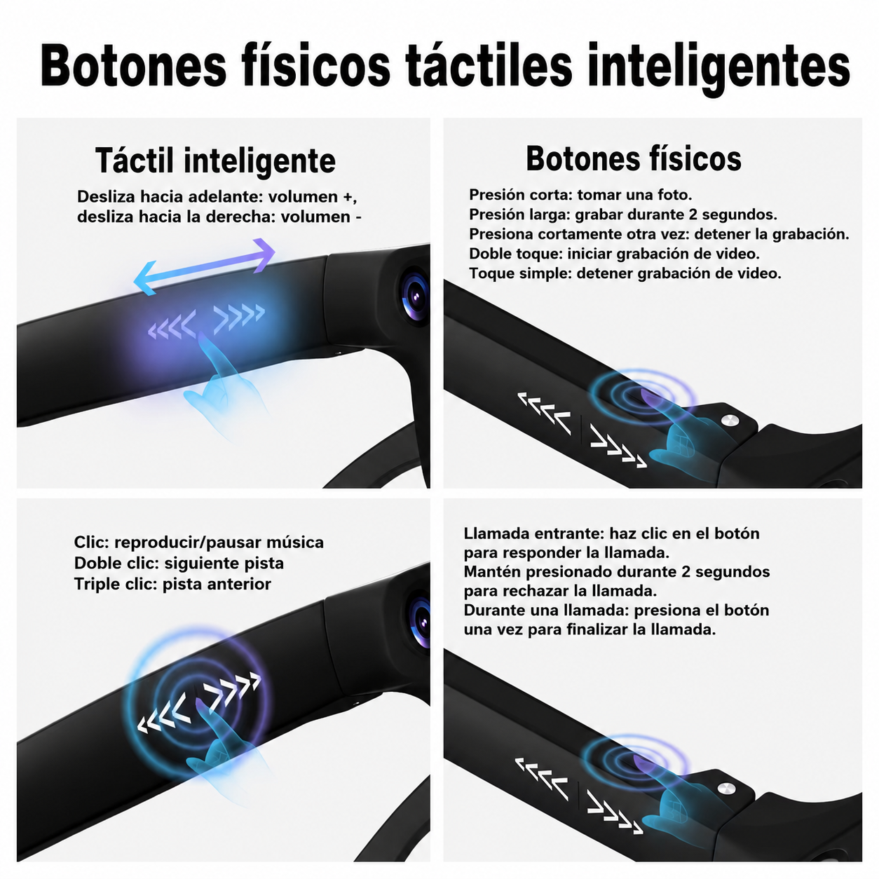 Lentes inteligentes con camara 8MP Audio Video Traduccion Wifi-4