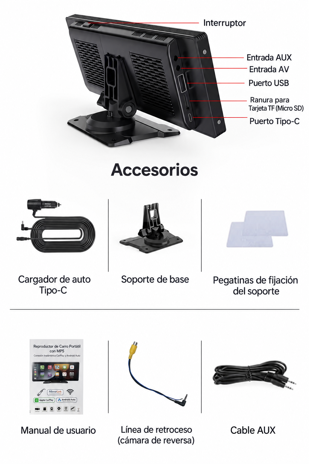 Pantalla Carplay Android Auto 10 26 tactil inalambrica-1