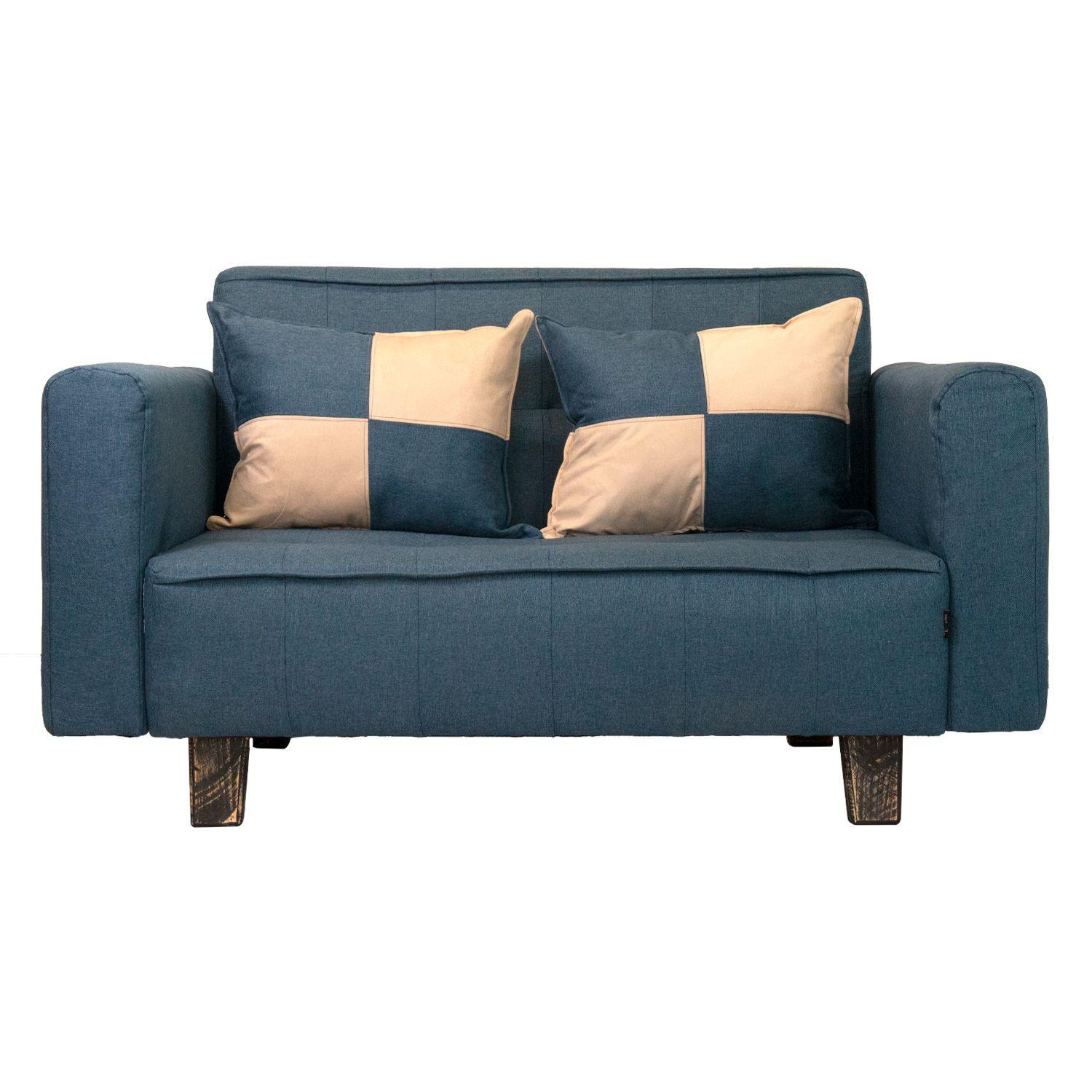 Sofá 2 Cuerpos Lino Azul Modelo CCAB 137x80x60 Cm-0