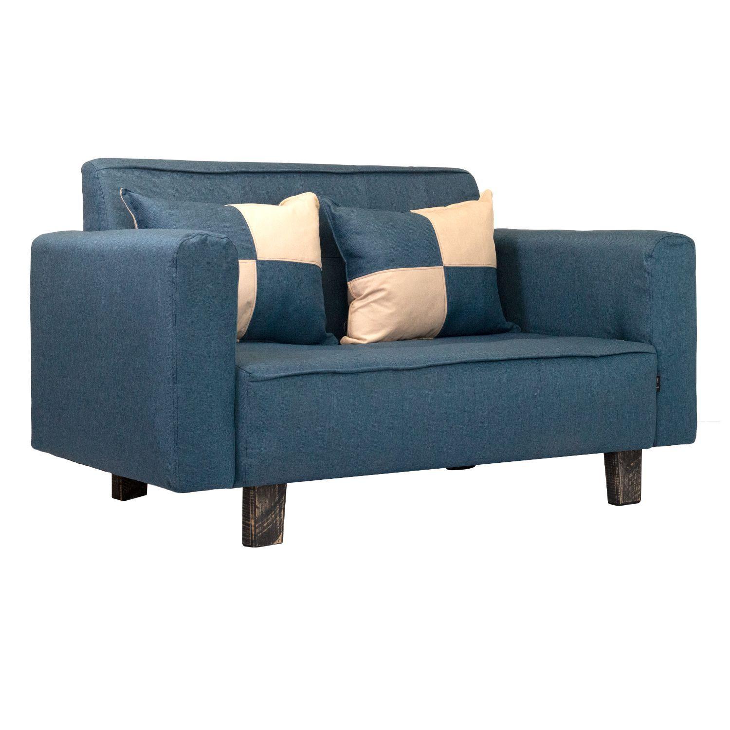 Sofá 2 Cuerpos Lino Azul Modelo CCAB 137x80x60 Cm-1