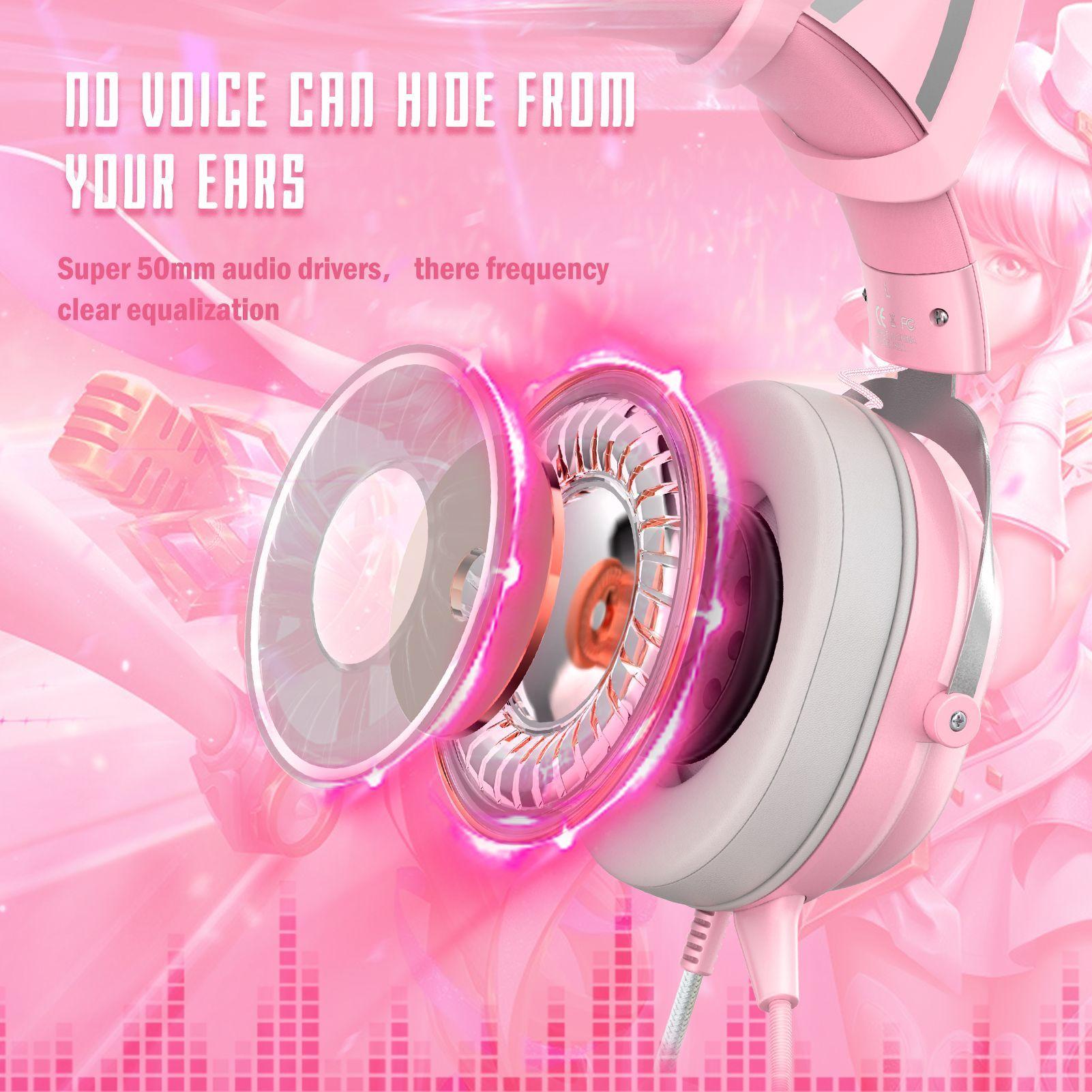 Audifono Gamer Onikuma X11 Rosa Rgb-2