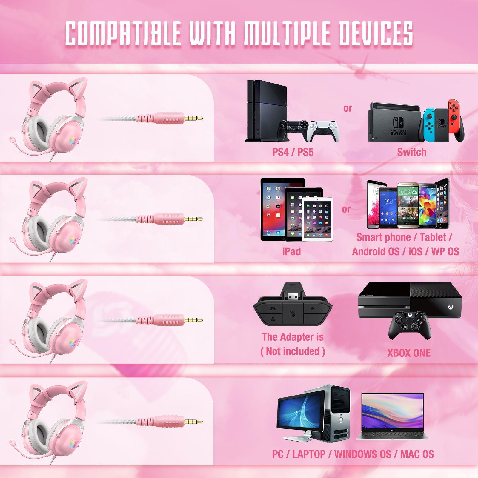 Audifono Gamer Onikuma X11 Rosa Rgb-6