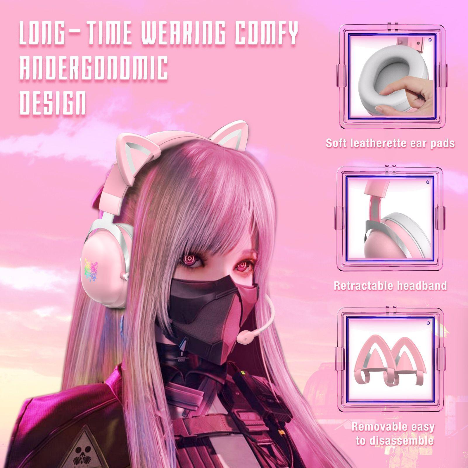 Audifono Gamer Onikuma X11 Rosa Rgb-5