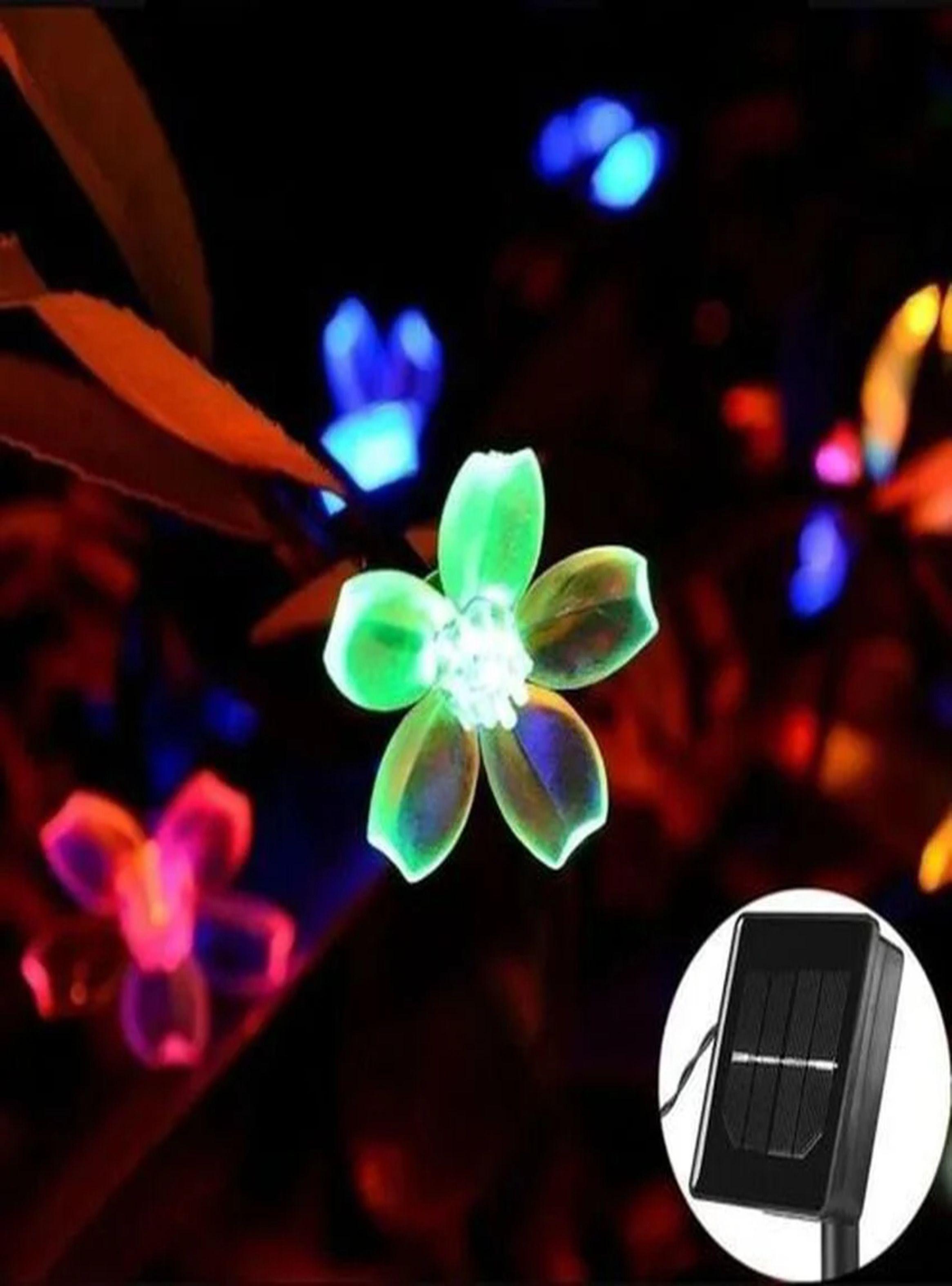 Luces LED solares de flores de colores para Navidad-0