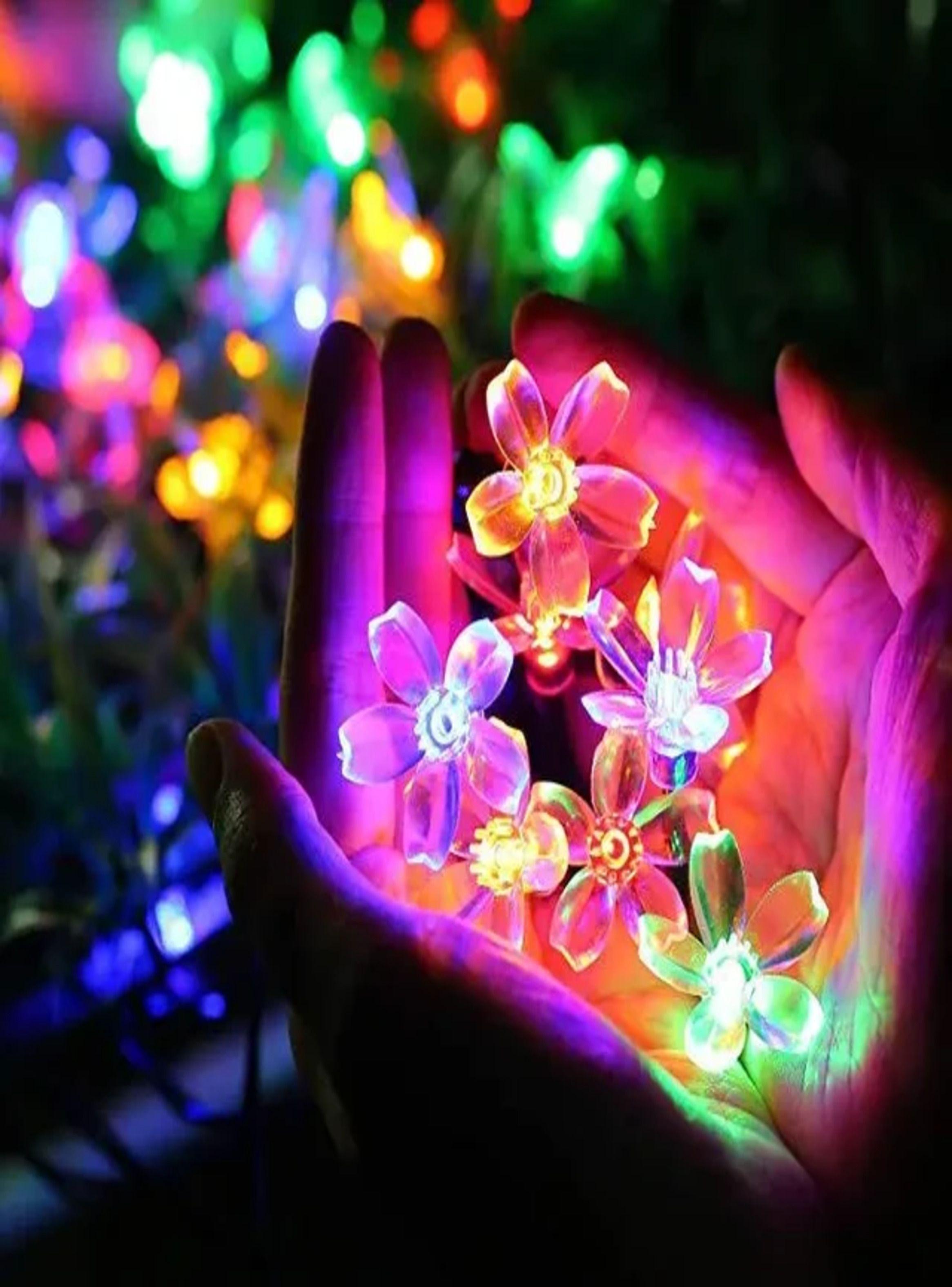 Luces LED solares de flores de colores para Navidad-1