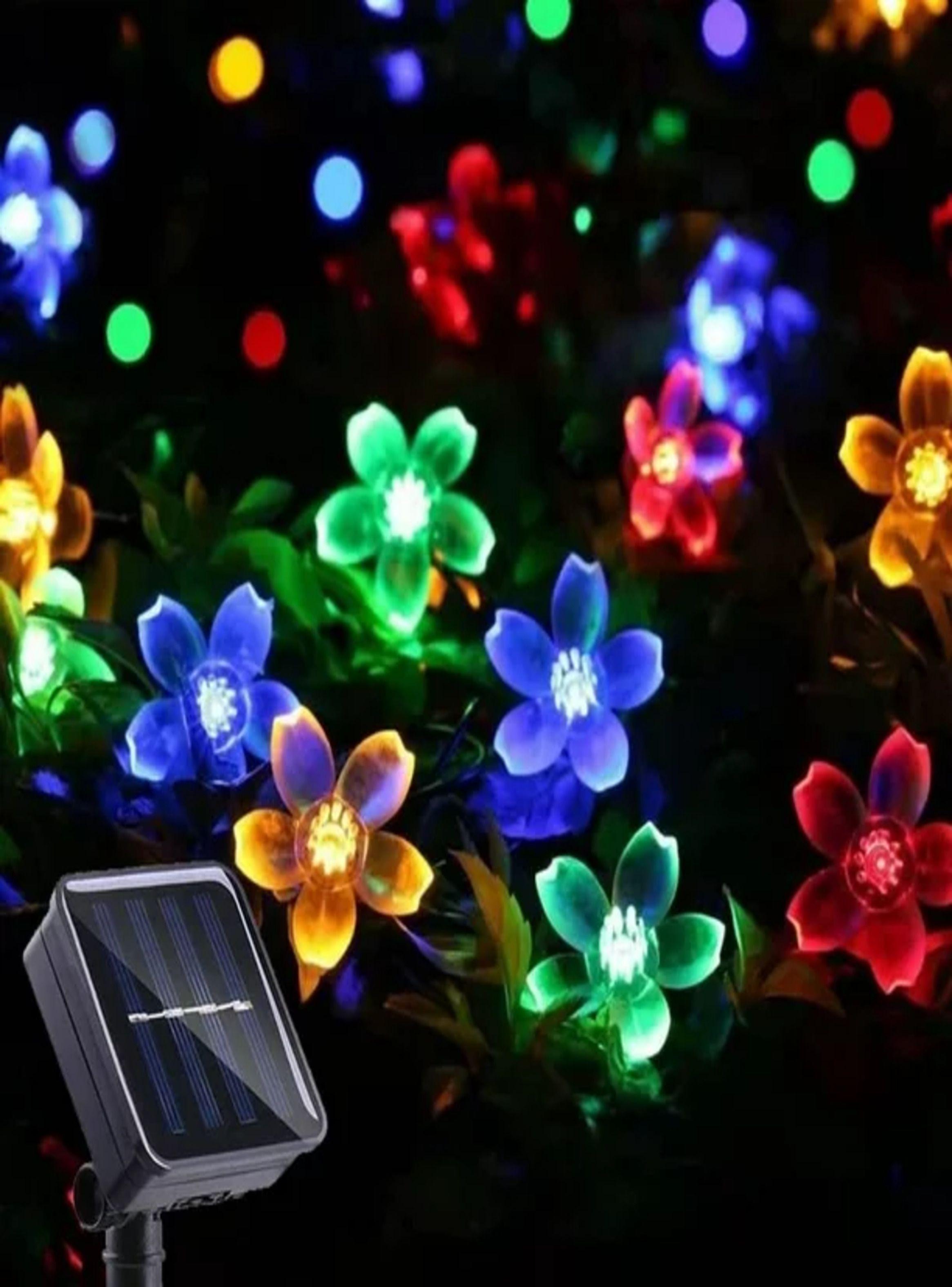 Luces LED solares de flores de colores para Navidad-2